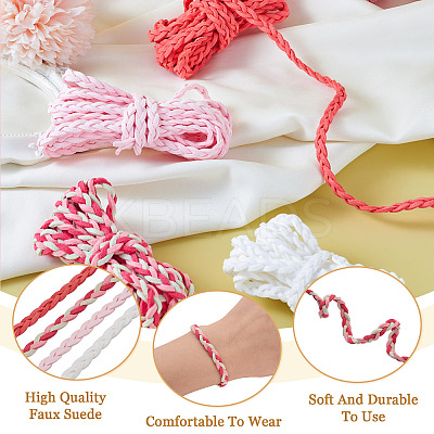 10 Yards 4 Colors  Braided Flat Faux Suede Cord LW-TA0001-05-1