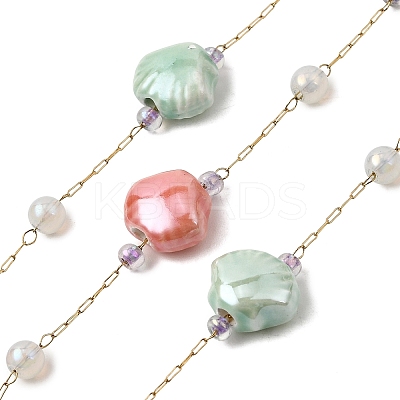 Handmade Porcelain Shell Shape Link Chains  CHS-L032-03G-1