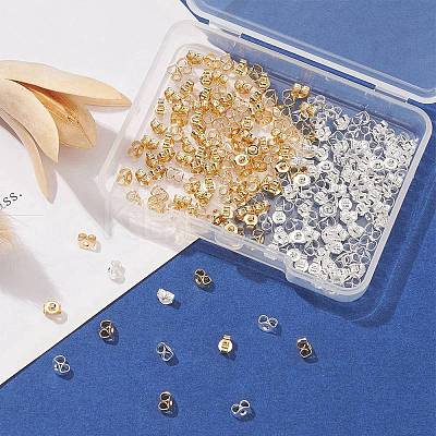 200Pcs 2 Colors Stainless Steel Ear Nuts FIND-YW0004-12-1