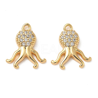 Ocean Brass Micro Pave Clear Cubic Zirconia Charms KK-B160-42G-02-1