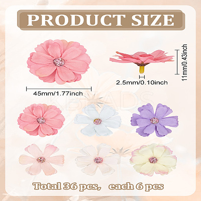 36Pcs 6 Colors Silk Cloth Artifical Flower DIY-LP0003-30A-1