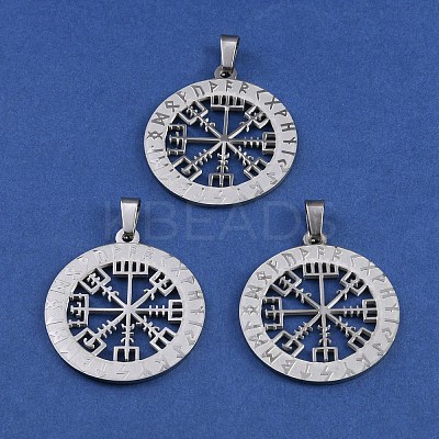 201 Stainless Steel Norse Viking Compass Amulet Pendants STAS-WH0029-32B-1-1