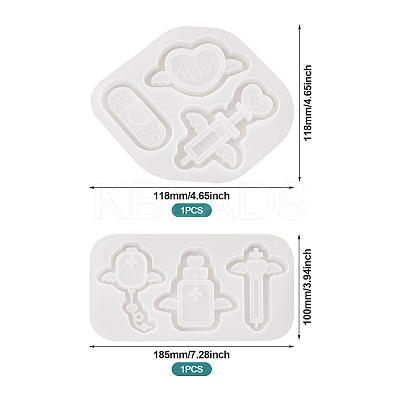 2Pcs 2 Style Medical Theme DIY Pendant Silicone Molds DIY-TA0005-23-1