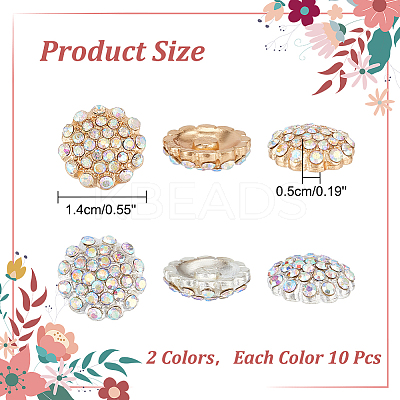 20Pcs 2 Colors Zinc Alloy Rhinestone Jewelry Snap Buttons FIND-WR0010-40-1