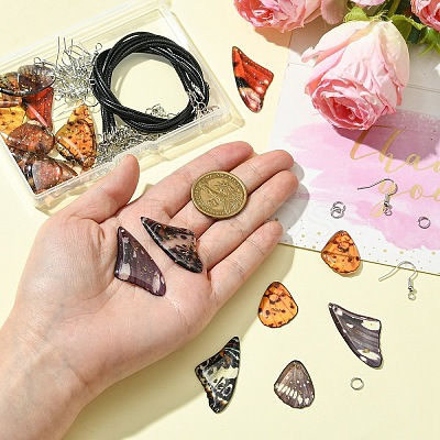 DIY Butterfly Wing Resin Resin Pendant Earring/Necklace Making Kits DIY-YW0012-22-1