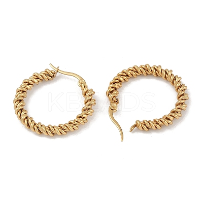 PVD Vacuum Plating 201 Stainless Steel Twist Hoop Earrings LS-EJEW-I309-55B-G-1