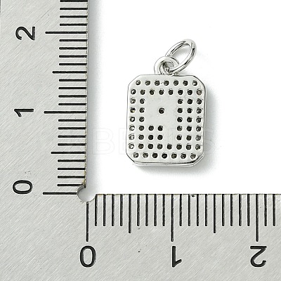 Rack Plating Brass Micro Pave Clear Cubic Zirconia Charms KK-G501-01P-P-1