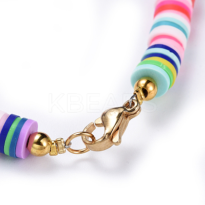 Handmade Polymer Clay Heishi Beaded Necklaces NJEW-JN02448-01-1
