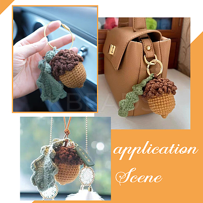 Crochet Woolen Yarn Acorns Pendant Decorations HJEW-WH0007-15-1