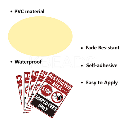 5Pcs Waterproof PVC Warning Sign Stickers DIY-WH0237-027-1