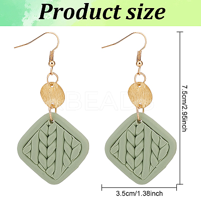 2 Pairs 2 Colors Polymer Clay Rhombus Dangle Earrings EJEW-FI0001-05-1
