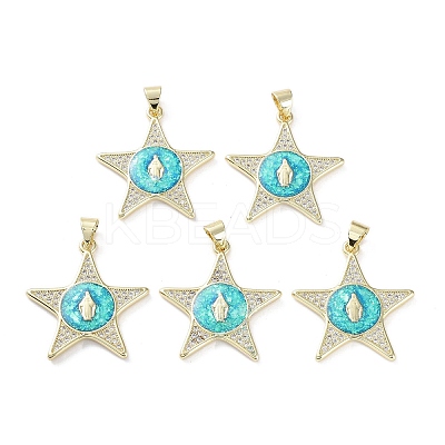 Rack Plating Brass Micro Pave Clear Cubic Zirconia Pendants KK-C041-06J-G-1