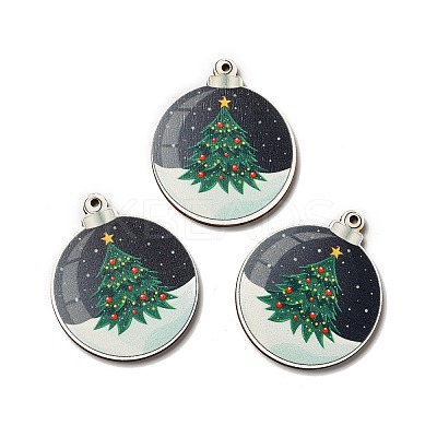 Single Face Printed Wood Pendants WOOD-H102-02H-1