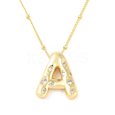 Brass Micro Pave Clear Cubic Zirconia Pendant Necklaces NJEW-Z038-01G-A-1