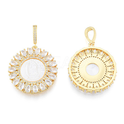 Brass Micro Pave Clear Cubic Zirconia Pendants KK-N227-131-1