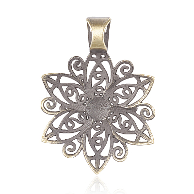 Tibetan Style Alloy Flower Big Pendants TIBEP-M001-14AB-AAA-NF-1