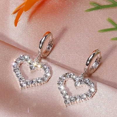 Heart Alloy Rhinestone Pendant Necklaces & Dangle Earring & Bracelets Sets for Women FS-WG56CAD-01-1