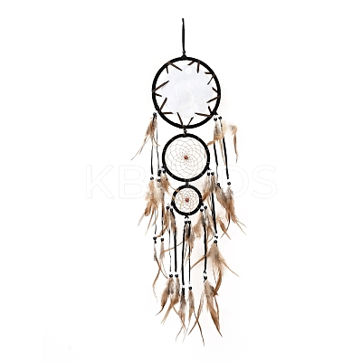 Indian Style ABS Woven Web/Net with Feather Pendant Decorations AJEW-B016-04B-1