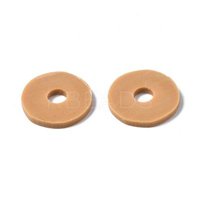Flat Round Handmade Polymer Clay Beads CLAY-R067-12mm-37-1
