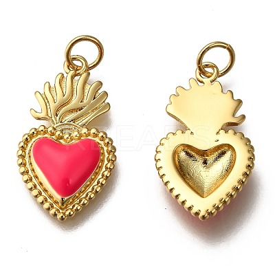 Golden Tone Brass Enamel Pendants KK-K750-01G-B-1