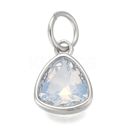 304 Stainless Steel Cubic Zirconia Pendant ZIRC-P080-B05-1