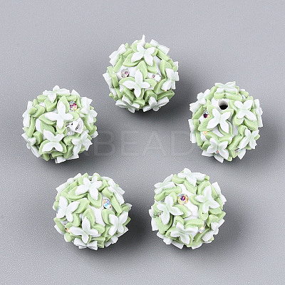 Handmade Polymer Clay Rhinestone and Resin Beads CLAY-T022-01B-1