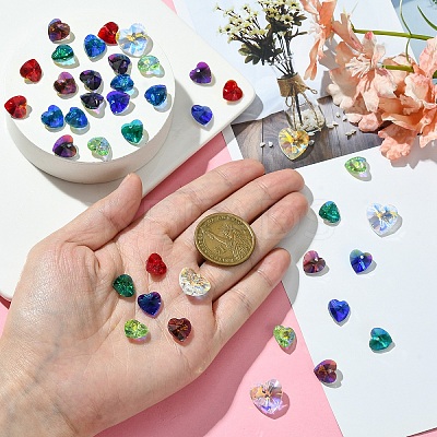 40Pcs 8 Colors Electroplate Glass Charms GGLA-YW0001-16-1
