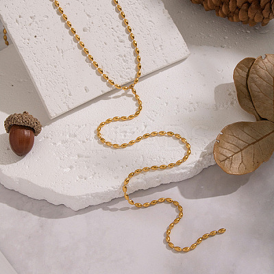 304 Stainless Steel Oval Ball Chain Y Necklaces for Women NJEW-Z104-02G-1