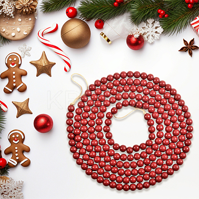 Wood Round Beads Pendant Decorations for Christmas Decorations HJEW-WH20003-49B-1