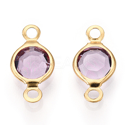 304 Stainless Steel with Glass Connector Charms STAS-G305-08G-09-1