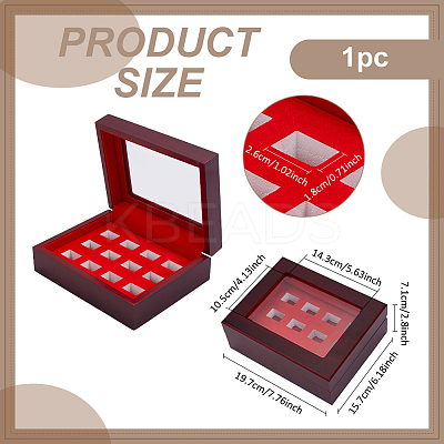12-Slot Wood Championship Ring Display Cases CON-WH0123-25-1