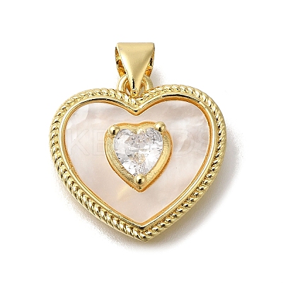 Brass Micro Pave Cubic Zirconia Pendants KK-R002-10G-1
