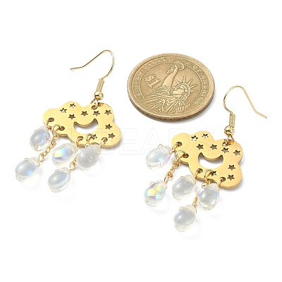 Transparent Glass Dangle Earrings EJEW-TA00259-02-1