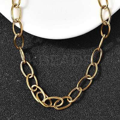304 Stainless Steel Cable Chain Necklaces with Spring Ring Clasps for Women X-NJEW-Z091-09G-1