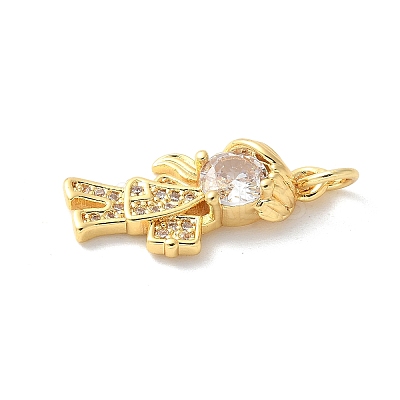 Brass Micro Pave Cubic Zirconia Pendants KK-P292-21H-G-1