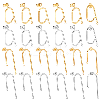 20Pairs 4 Styles 304 Stainless Steel Stud Earring Findings STAS-DC0007-34-1
