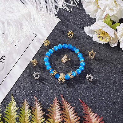 Rack Plating Brass Micro Pave Cubic Zirconia Beads ZIRC-NB0001-08-1