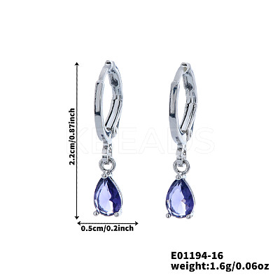 Fashionable Couple Waterdrop Sparkling 925 Sterling Silver Cubic Zirconia Dangle Hoop Earrings for Daily Wear and Parties CU5155-3-1