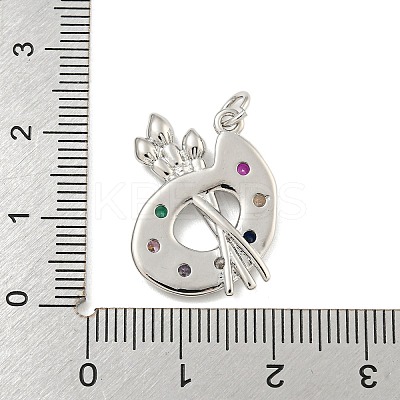 Rack Plating Brass Pave Colorful Cubic Zirconia Pendants KK-Z048-05P-1