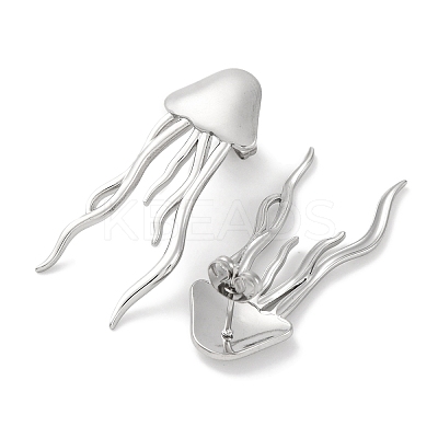 304 Stainless Steel Jellyfish Stud Earrings EJEW-D281-29S-1