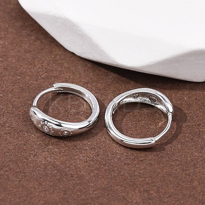 Fireworks 925 Sterling Silver Micro Pave Clear Cubic Zirconia Hoop Earrings EJEW-K317-02P-1