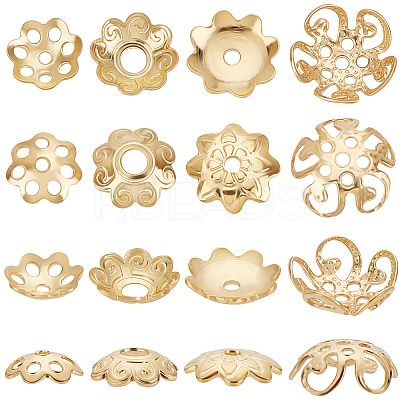 120Pcs 4 Styles 8-Petal & Multi-Petal & 5-Petal 304 Stainless Steel Flower Bead Caps STAS-BBC0001-91-1