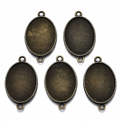 Tibetan Style Oval Alloy Cabochon Connector Settings LS-X-TIBE-Q038-002B-AB-NR-1
