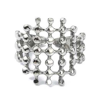 304 Stainless Steel Cuff Rings for Women RJEW-M019-18P-1