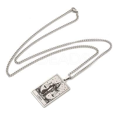 Non-Tarnish 304 Stainless Steel Tarot Pendant Necklaces NJEW-A026-01P-07-1