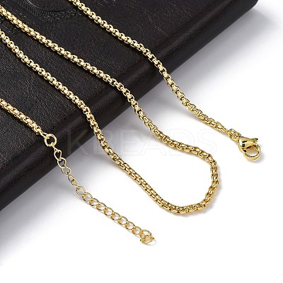 Rack Plating Brass Box Chain Necklaces for Women NJEW-A035-05G-02-1
