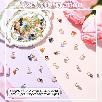 80Pcs 8 Styles Natural Gemstone Pendants PALLOY-YW00074-1