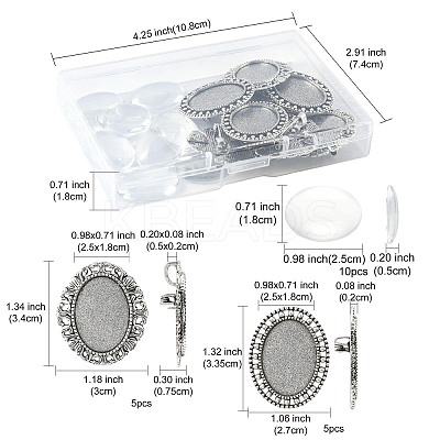 10Pcs 2 Styles Vintage Alloy Brooch Cabochon Bezel Settings FIND-FS0004-64-1