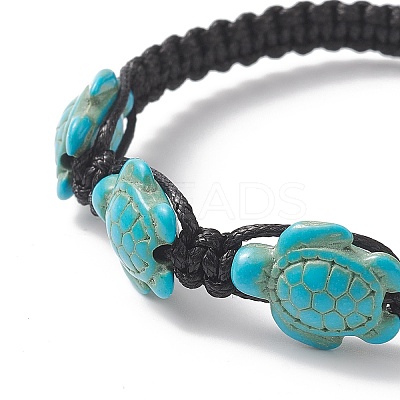 Synthetic Turquoise(Dyed) Tortoise Braided Bead Bracelet for Women BJEW-TA00225-01-1