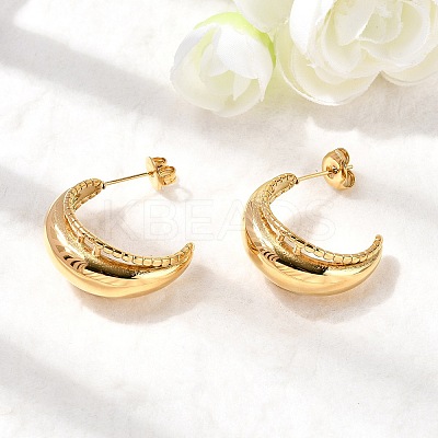 304 Stainless Steel Moon Stud Earrings EJEW-K268-46G-1